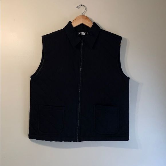 Women’s Quilted Black Denim Vest - Picture 1 of 4